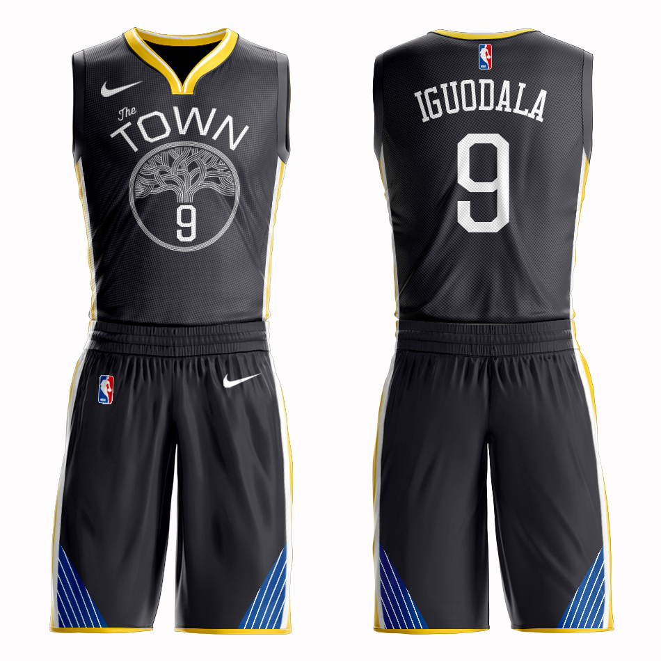 Men 2019 NBA Nike Golden State Warriors #9 Iguodala black Customized jersey